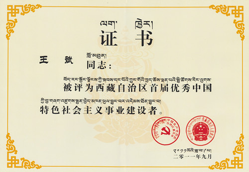 西藏自治區首屆優秀中國特色社會主義事業建設者